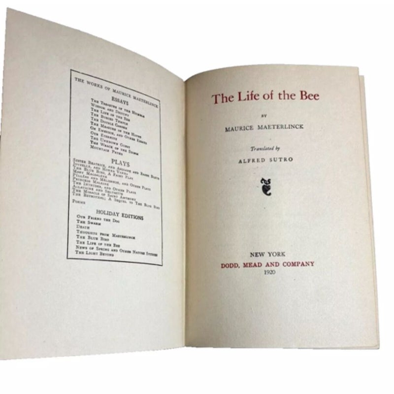 The Life of the Bee by Maurice Maeterlinck 1920 HC - Very Good w/ Original DJ