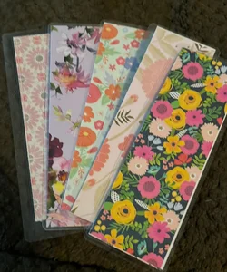 New 5 double sided laminated bookmark flowers