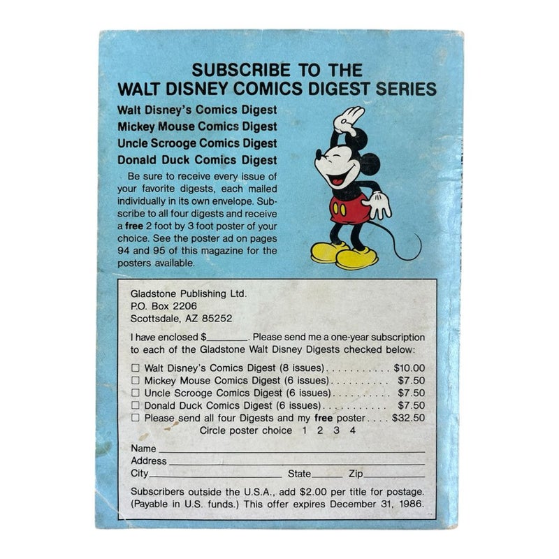 Gladstone Digest Walt Disney’s Uncle Scrooge Comic Book No. 1 Dec 1986