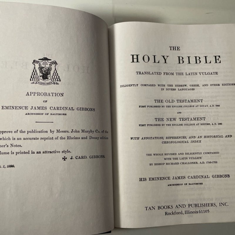 The Holy Bible Douay-Rheims Version 1989 Tan Books Blk Leatherette Very Good