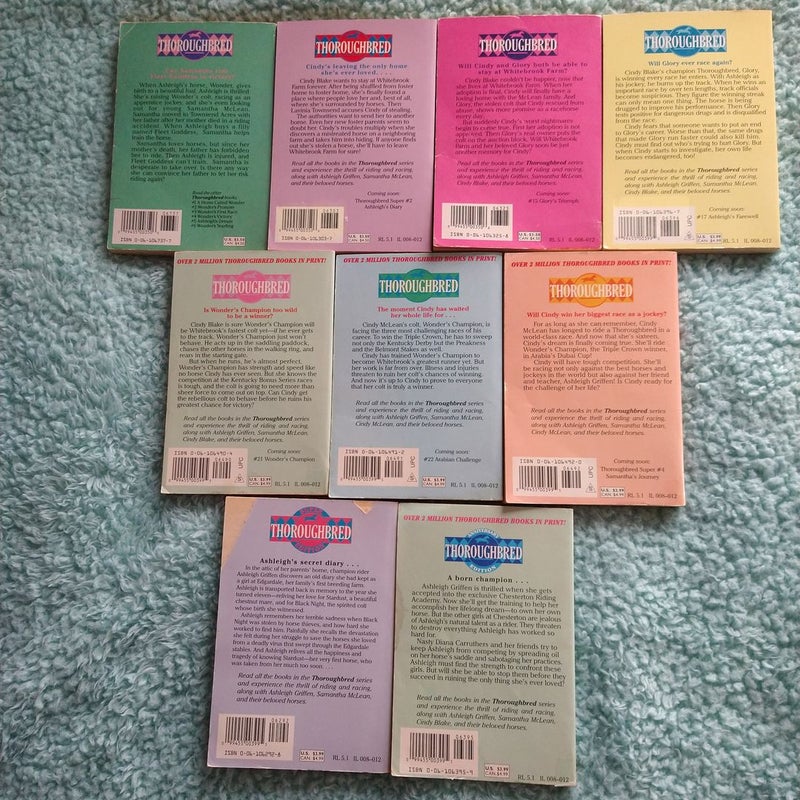 THOROUGHBRED series (books 5, 13, 14, 16, 20, 21, 22, Super Editons 1 & 2)