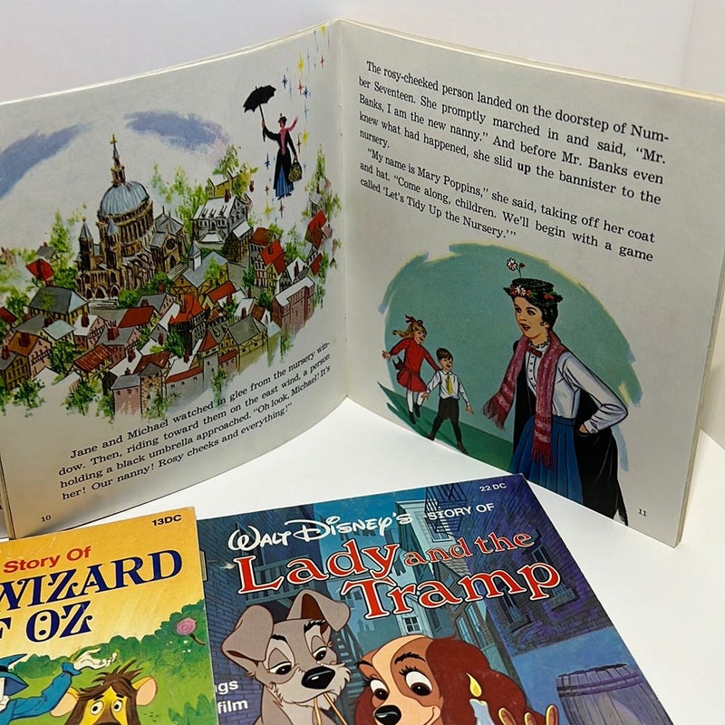 Walt Disney’s (4 Books ONLY) Book and Tape Books/Robin Hood/Mary Poppins/The Wizard of OZ/Lady and the Tramp 
