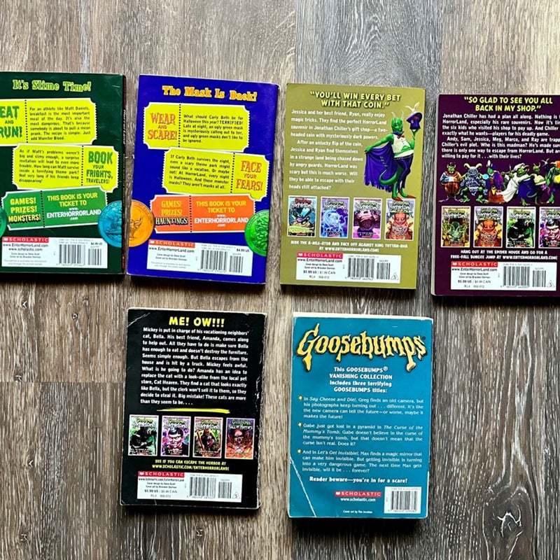 Goosebumps Book Lot Of 6 HorroLand, Hall Of Horrors, Vanishing Collection