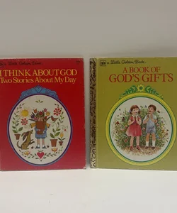 Little Golden Book Bundle (Vintage 1978) : I Think About God & A Book of God’s Gifts 