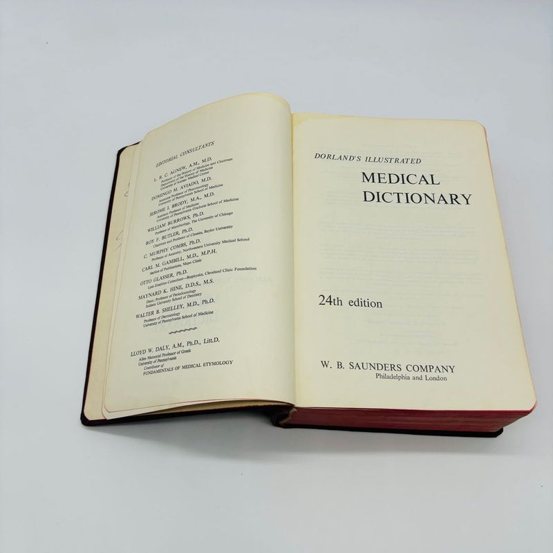 Vintage Dorland's Illustrated Medical Dictionary Red Leather 24th Edition 1965