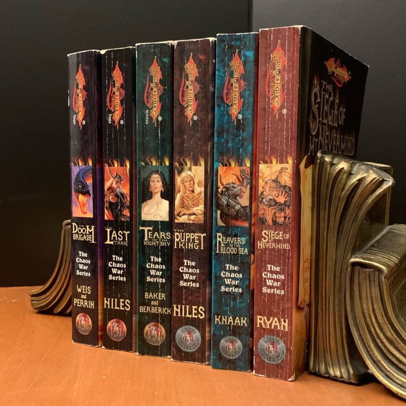 DragonLance: Complete Chaos War Series 1-6 Set: The Doom Brigade, The Last Thane, Tears of the Night Sky, The Puppet King, Reavers of the Blood Sea, The Siege of Mt Nevermind, All First Edition First Printing