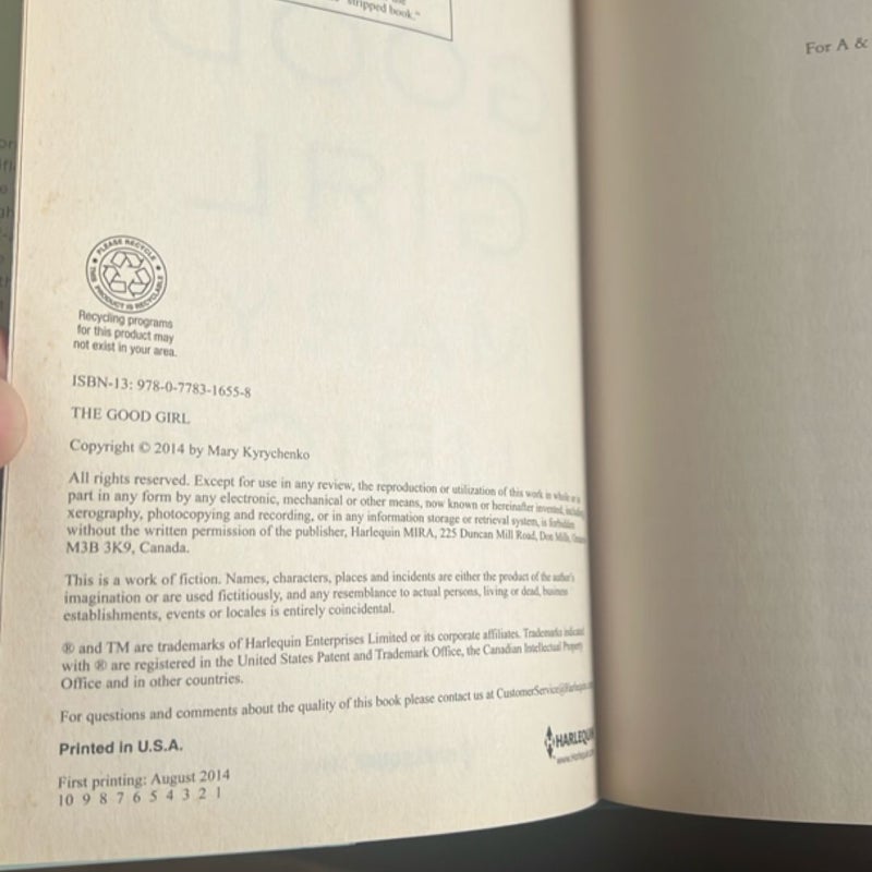 The Good Girl - 2014 First Printing - First Edition