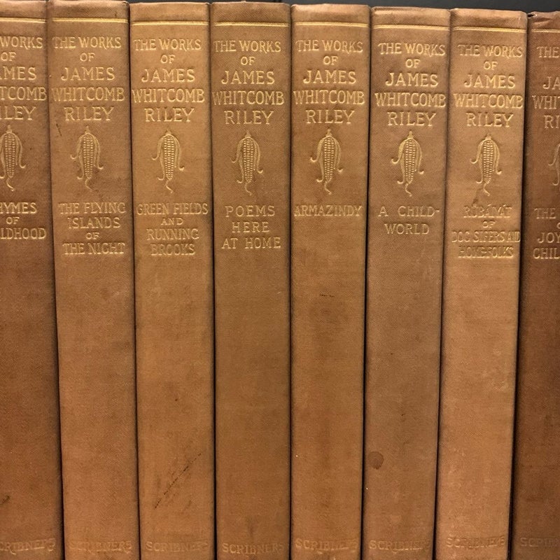 The Works of James Whitcomb Riley, Complete 16 Volume Vintage 1915 Homestead Scribner’s Set