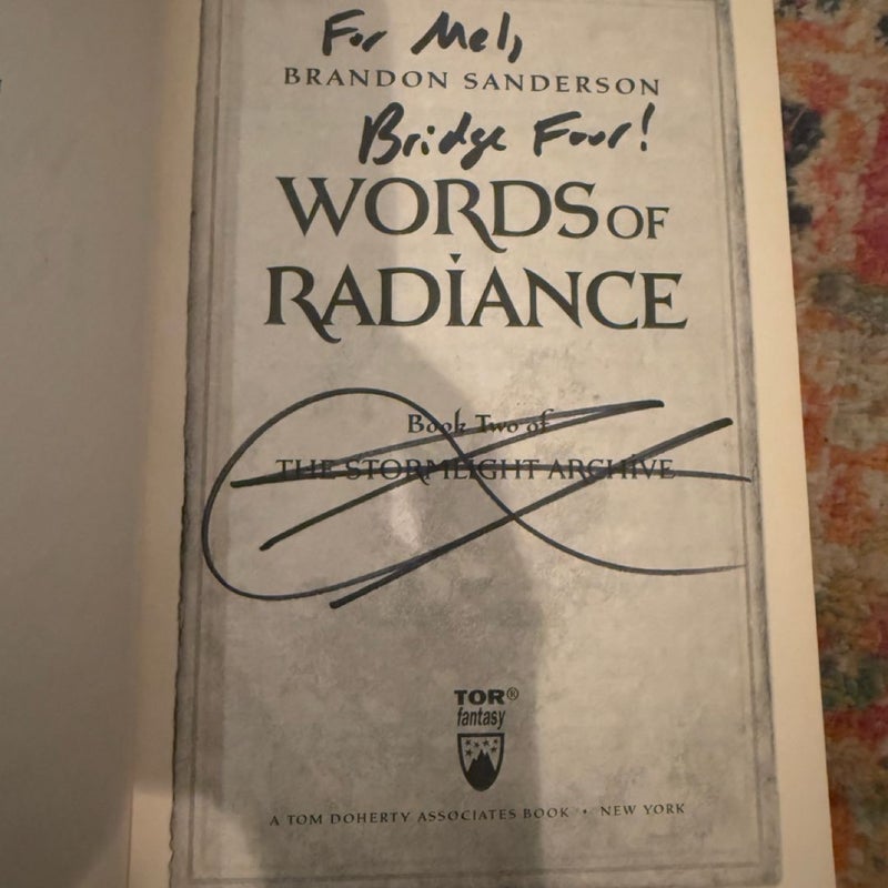 Words of Radiance (SIGNED/INSCRIBED 1st ED)