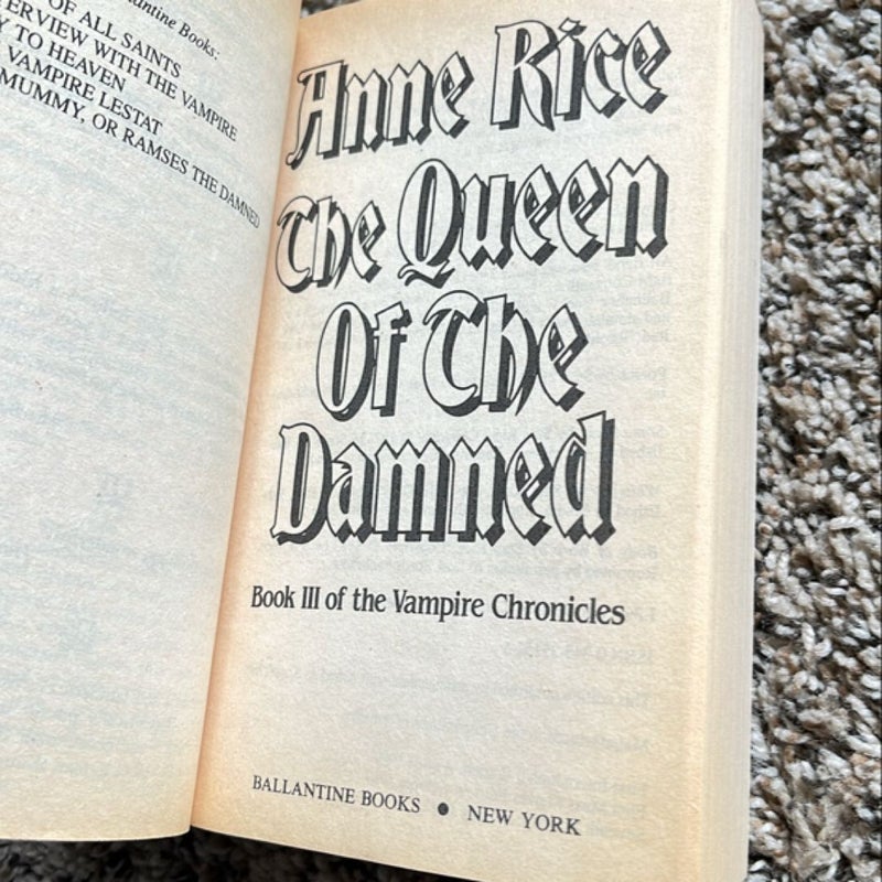 The Queen of the Damned 1st printing 