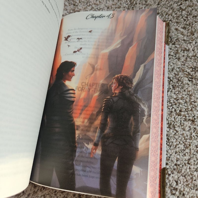 Fourth Wing and Iron Flame Bookish Box Exlusive Luxe Editions with page inserts