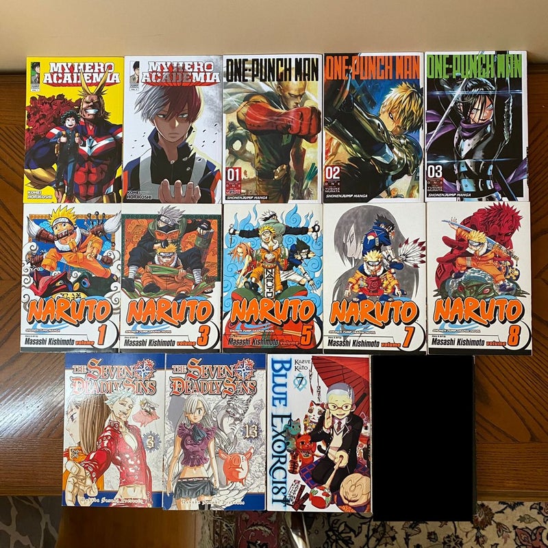 SHONEN MANGA BUNDLE: My Hero Academia, One-Punch Man, Naruto, The Seven Deadly Sins, & Blue Exorcist