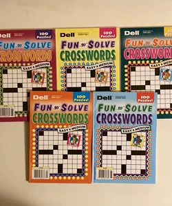 Lot of 5 Dell Fun to Solve Crossword Puzzle Books