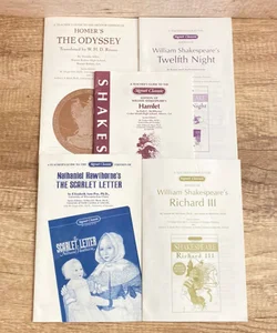 High School Teacher Literature Guides Bundle of 5: Twelfth Night + Hanlet + Richard III + The Scarlett Letter + Homer’s The Odyssey