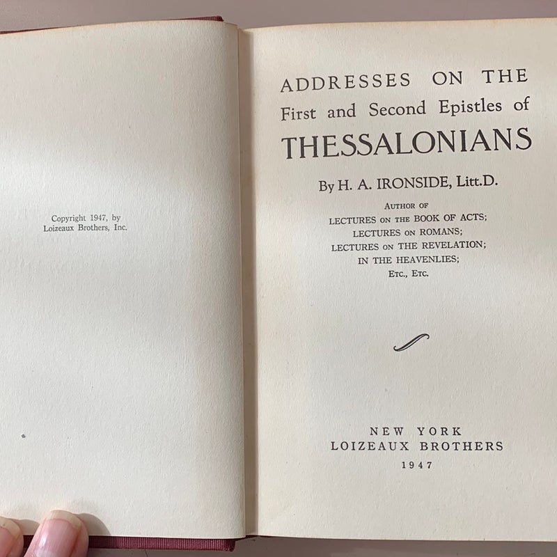 Addresses On The First and Second Epistles of Thessalonians