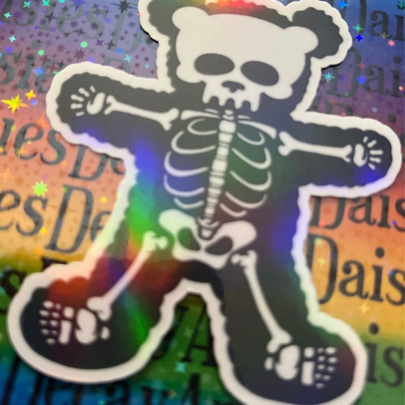 X-ray Skelly Skeleton Bear Iridescent Sticker