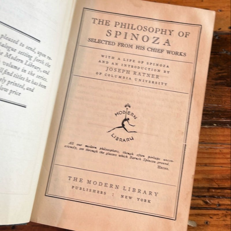 The Philosophy of Spinoza - Flex Cover - Rare