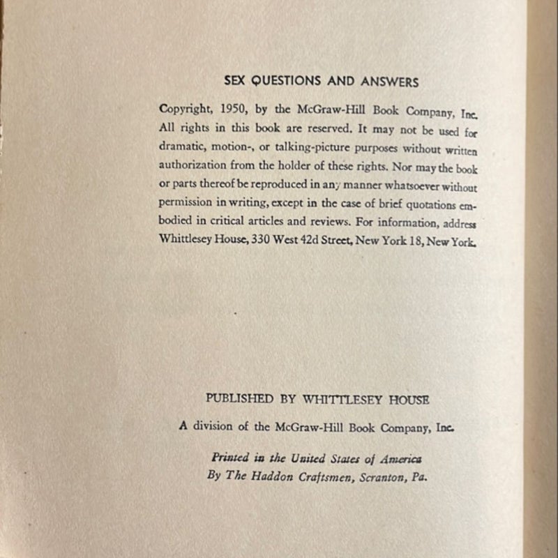 Sex Questions & Answers-1950 Vintage 