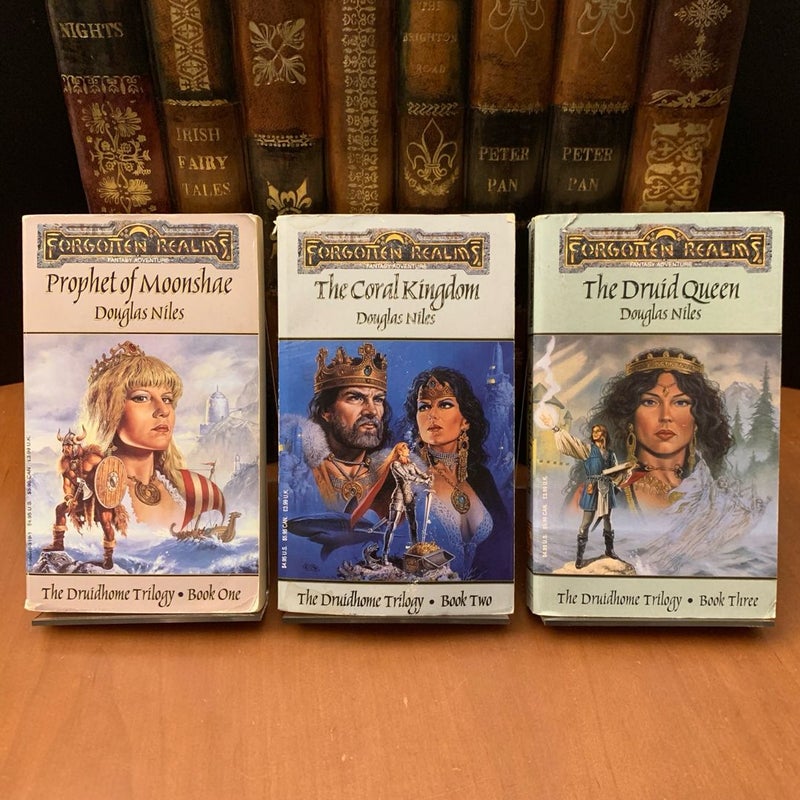 Complete Druidhome Trilogy 1-3: Prophet of Moonshae, The Coral Kingdom, The Druid Queen, All First Edition First Printing