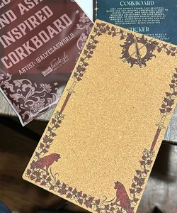 Blood and Ash inspired cork board from August 2023 Bookish Box new never used 
