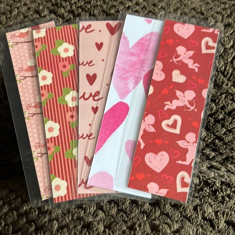New 5 double sided laminated bookmark valentine 