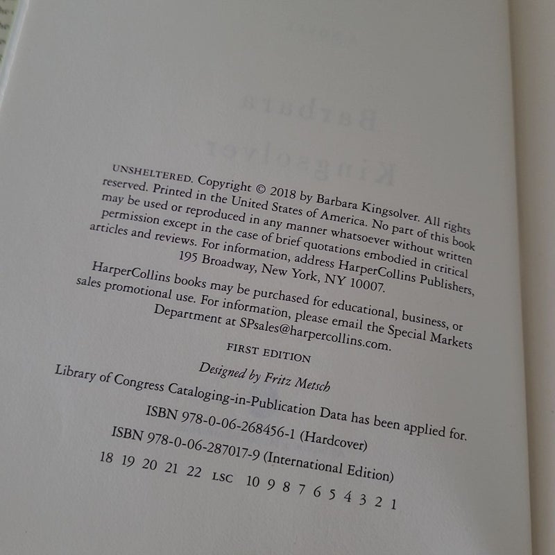 Unsheltered *First Edition*