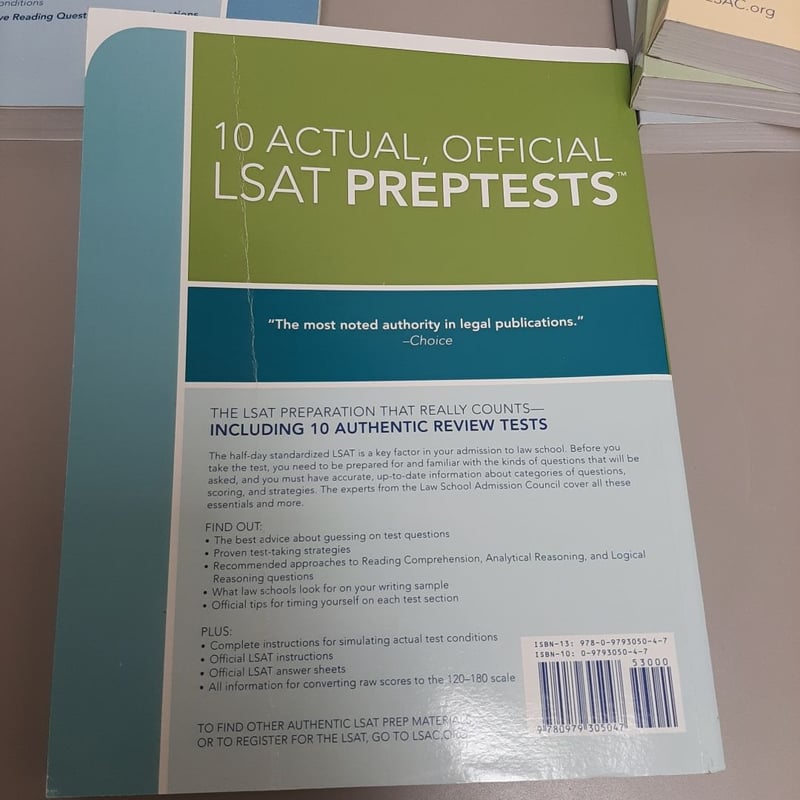 10 Actual, Official LSAT PrepTests by Law School Admission Council