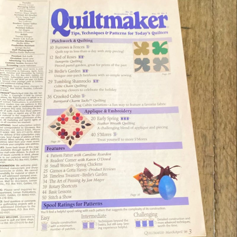 Quiltmaker, magazine, Vol 15, No 2, Mar/April 1996 