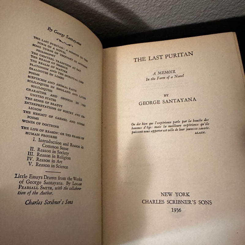 The Last Puritan-George Santayana First Edition/1st Printing 1936