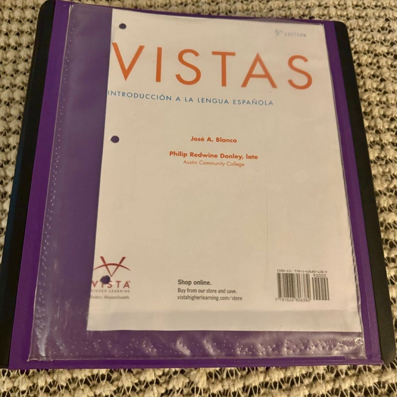 Vistas (Student 5th Ed., Loose-Leaf with Binder)