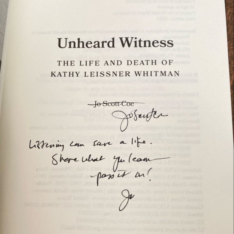 Unheard Witness Signed