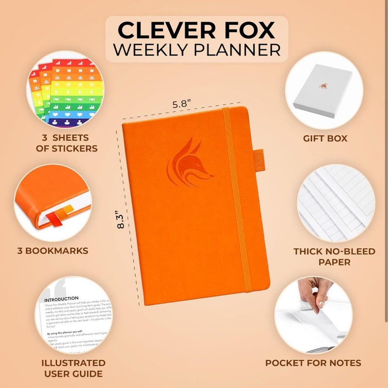 Orange Clever Fox Planner weekly planner monthly non-dated undated