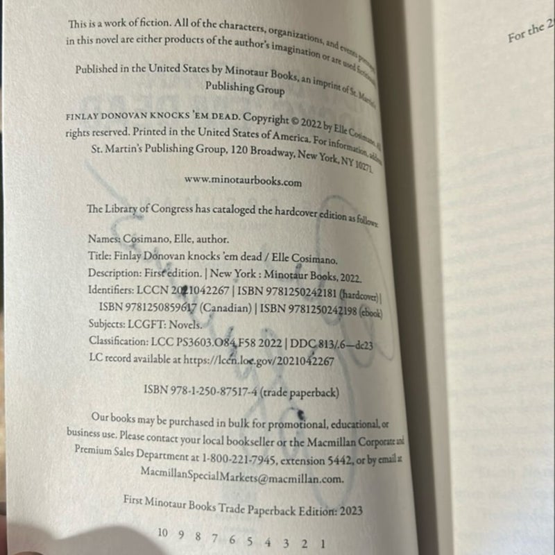 Finlay Donovan Knocks 'Em Dead - SIGNED