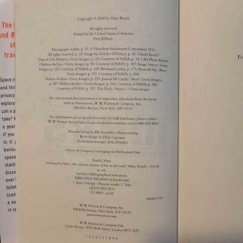 Packing for Mars (First Edition)
