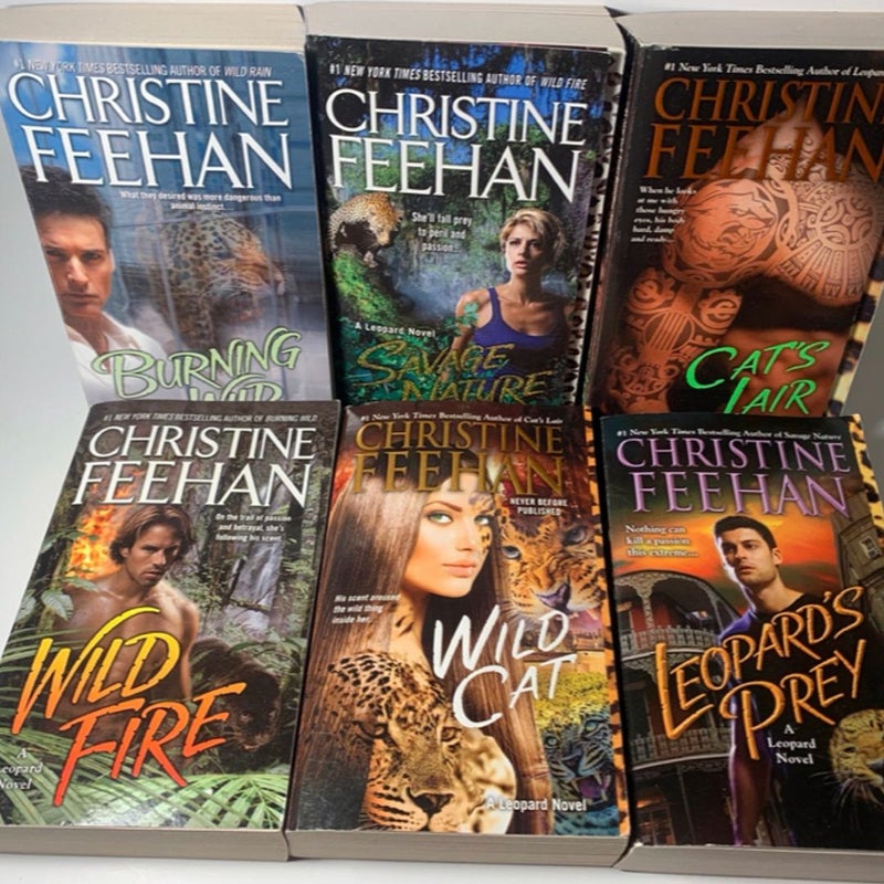 Christine Feehan Books Leopard Series Lot 6 Paranormal Books 3-8 Wild Cat