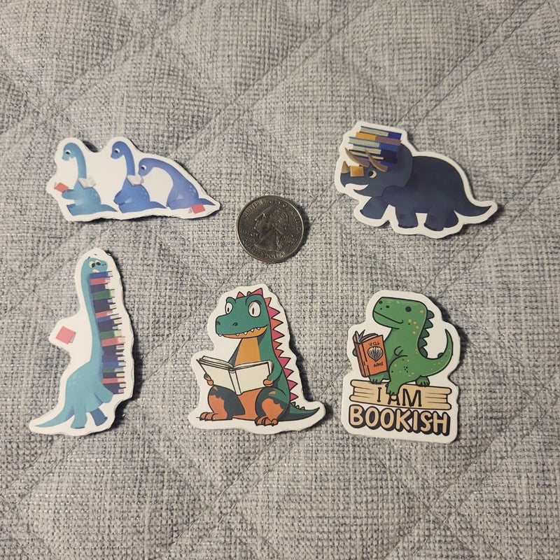 Book & Dinosaur themed magnets! Pack of 5