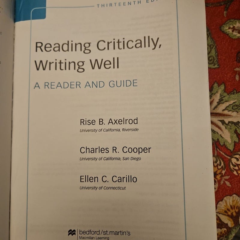 Reading Critically, Writing Well
