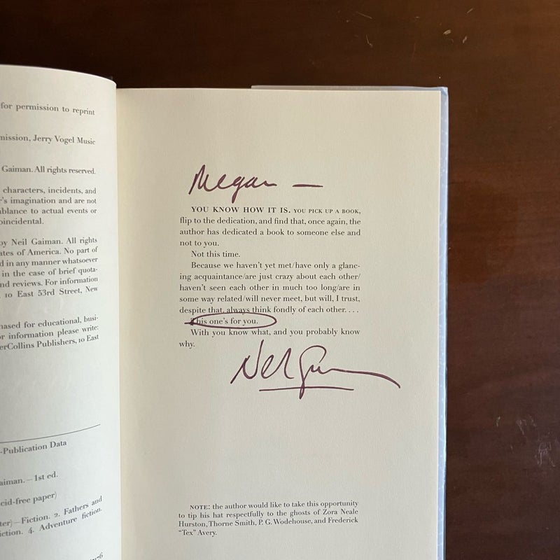 *Signed* Anansi Boys - First Ed/First printing 