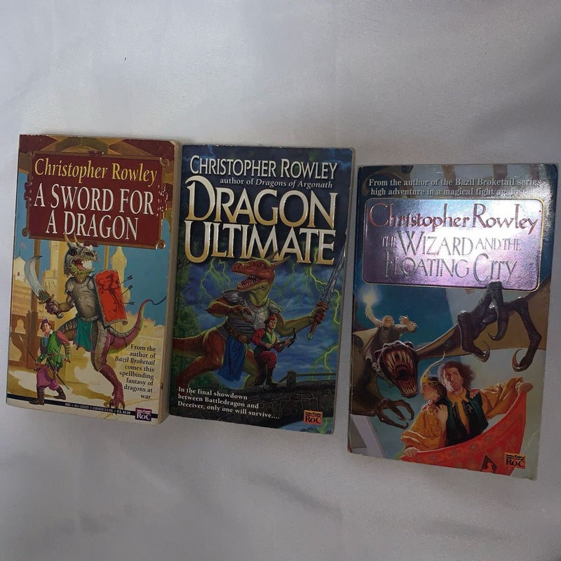 Christopher Rowley Dragon Ultimate Book lot of 3 science fiction, vintage books Wizard and the Floating City