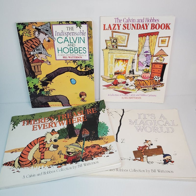 Bill Waterson Calvin And Hobbes Paperback Book Lot Of 4 Cartoon Collection