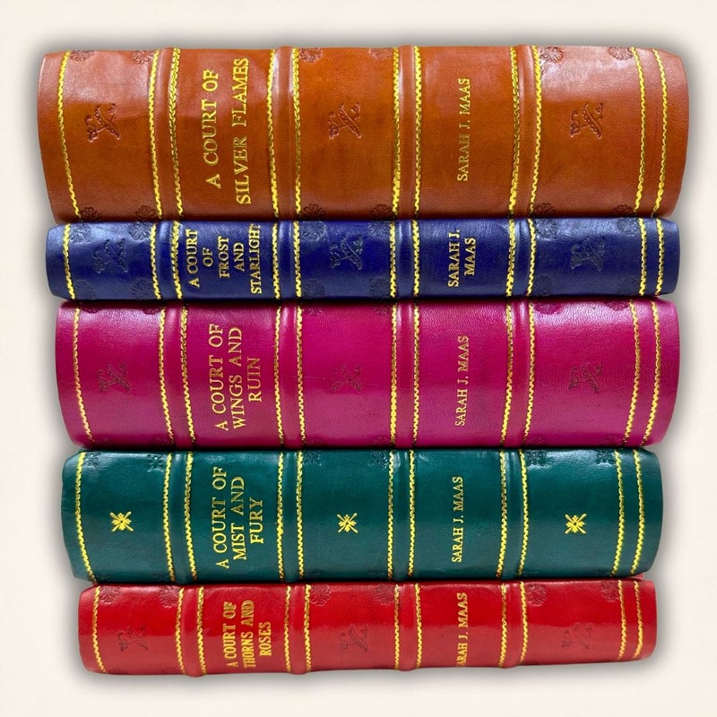 Leather-Bound Book Set: A Court of Thorns and Roses Series by Sarah J. Maas – Includes A Court of Thorns and Roses, A Court of Mist and Fury, A Court of Frost and Starlight, & A Court of Silver Flames