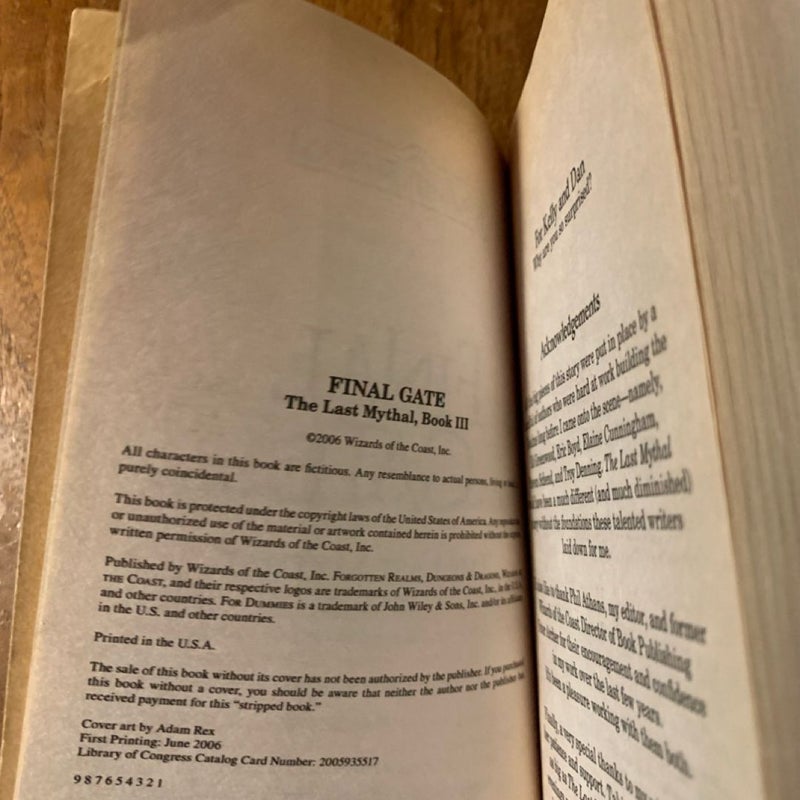 Final Gate, The Last Mythal 3, First Edition First Printing