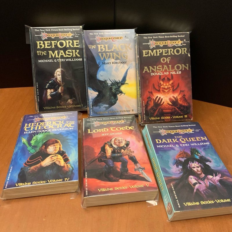 Vintage 1993 First Edition DragonLance: Complete Villains Series 1-6 Set: Before the Mask, The Black Wing, Emperor of Ansalon, Hederick the Theocrat, Lord Toede, The Dark Queen