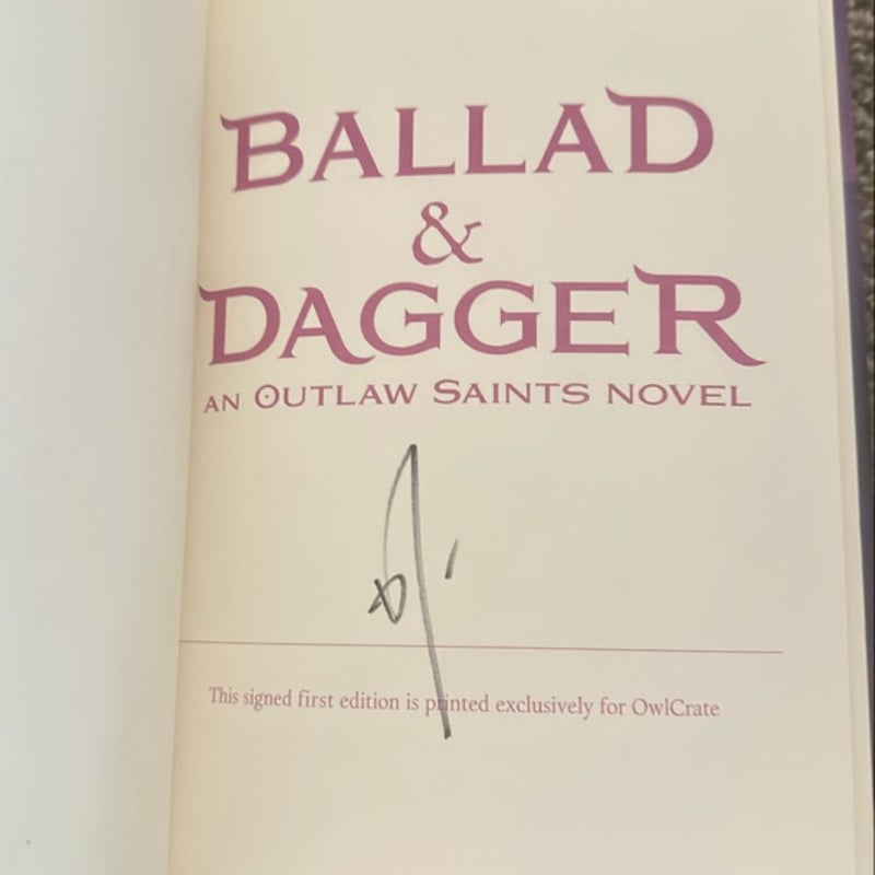 Ballad and Dagger Owlcrate Signed First Edition