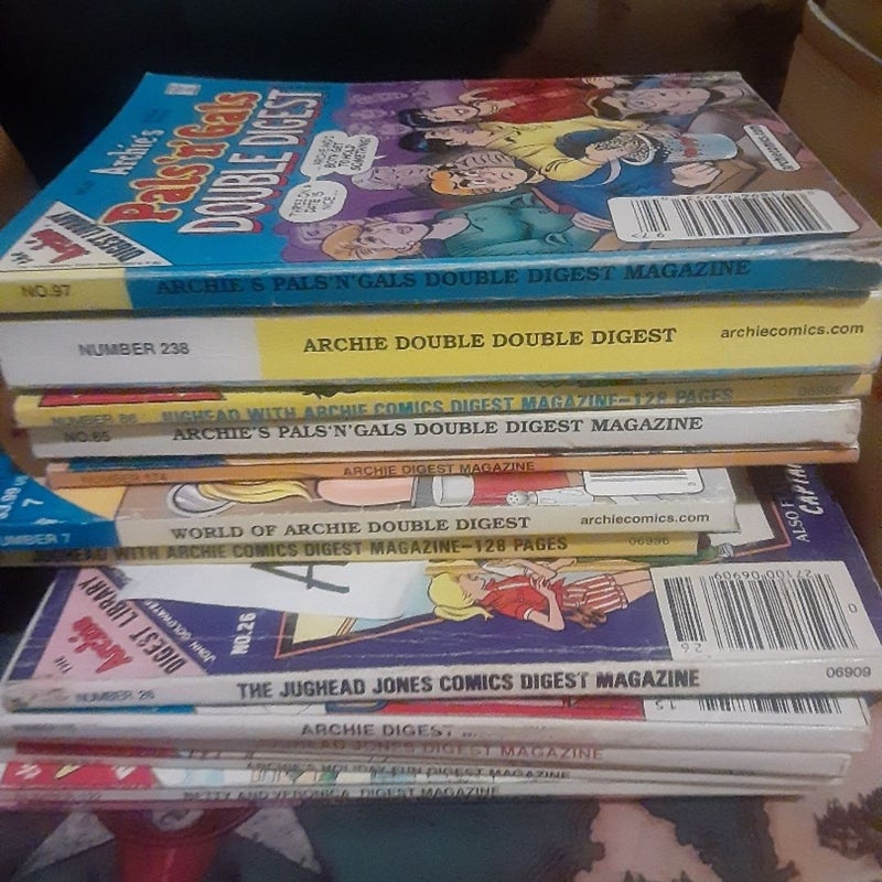 27 poor condition ARCHIE digest comic book lot , Betty and Veronica,  Jughead 