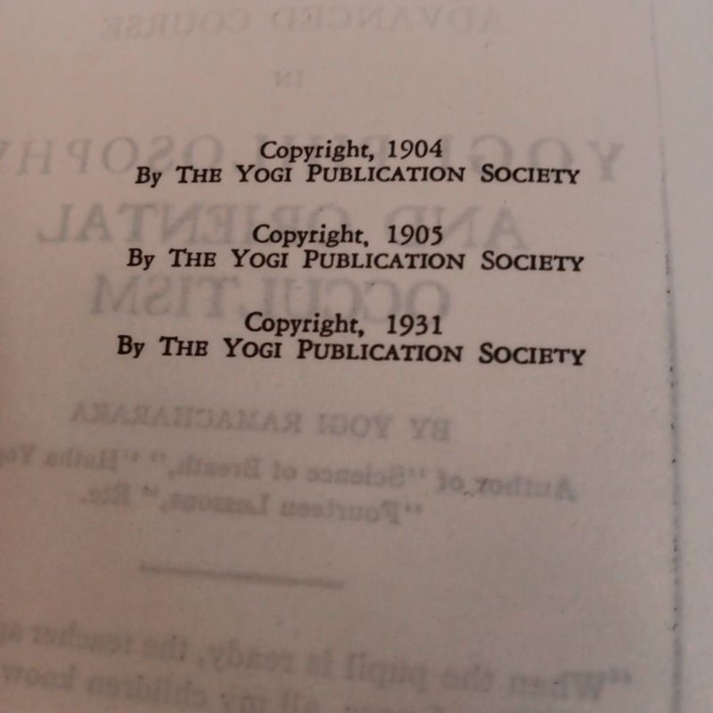 Yogi Philosophy and Oriental Occultism 1931