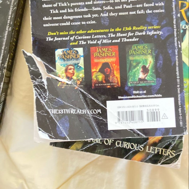 James Dashner Bundle The Journal of Curious Letters the hunt for dark infinity, the void of mist and thunder, and the blade of shattered Hope  