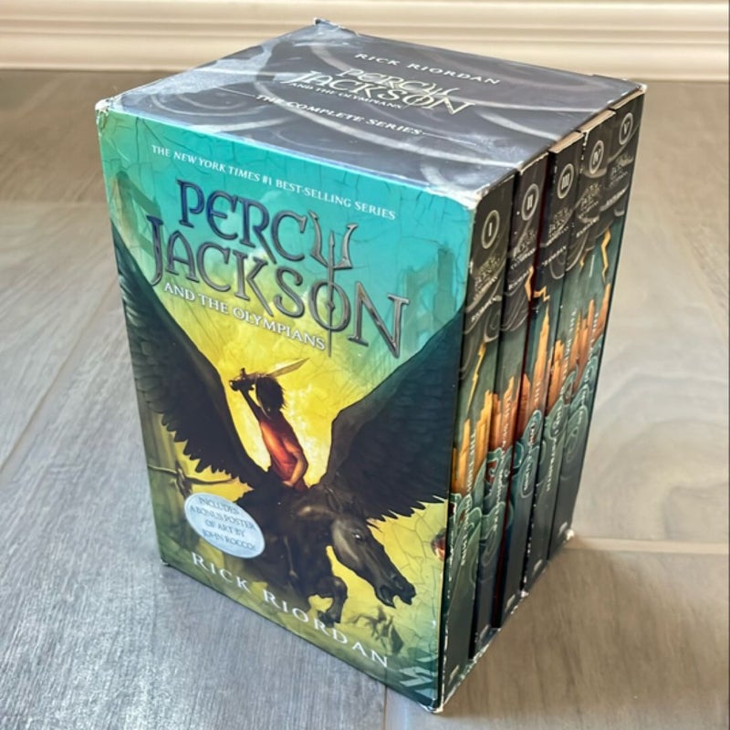 Percy Jackson and the Olympians 5 Book Paperback Boxed Set (new Covers W/poster)