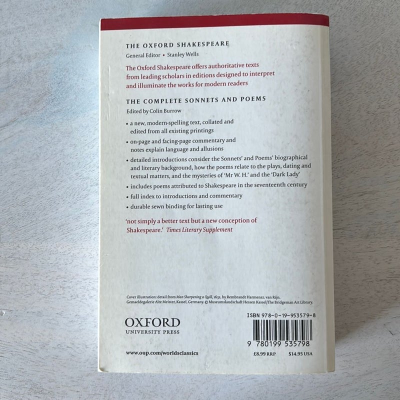 The Oxford Shakespeare: the Complete Sonnets and Poems