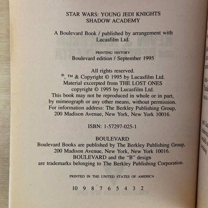 Star Wars Young Jedi Knights: The Shadow Academy